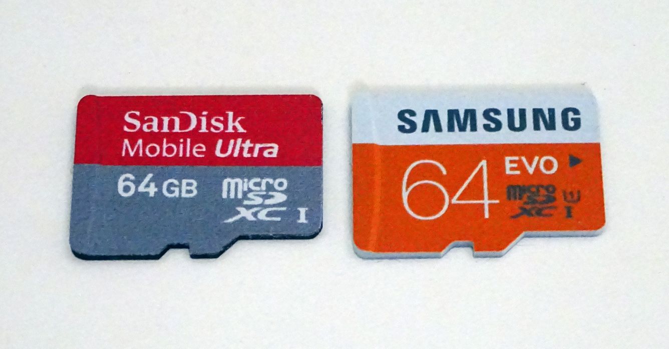 Speed comparison Sandisk Mobile Ultra vs. Samsung Evo microSD cards